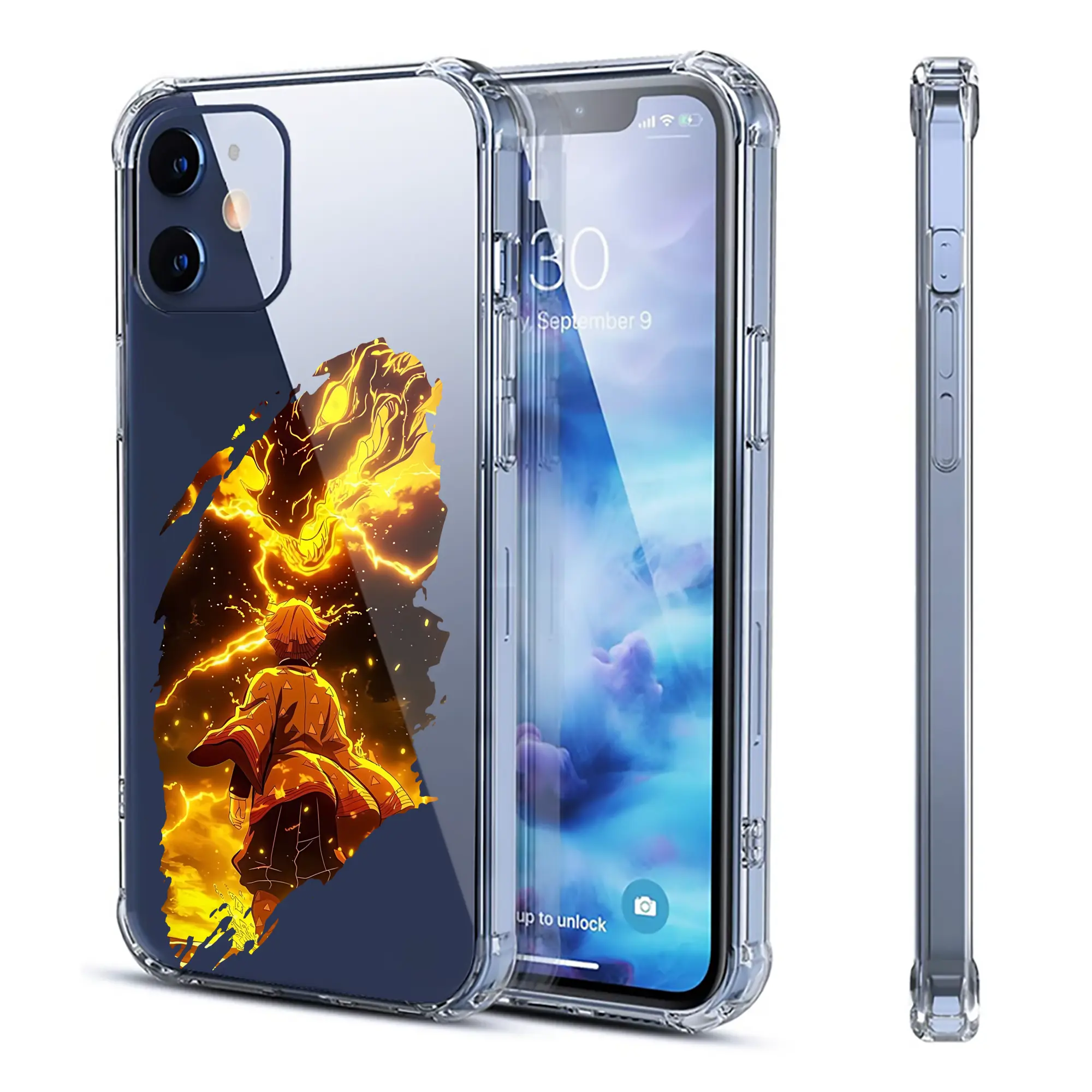 鬼滅の刃 グッズ,我妻 善逸 - IPhone 12シリーズ対応 ・ 透明スマホケース ・ クリアソフトケース ・ TPU素材 ・ 耐衝撃 ・ 高密着 ・ 防汚 防指紋 ・ 簡単着脱